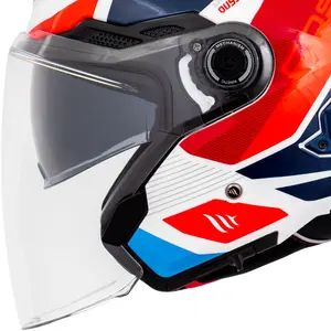 Imagem 2 de Capacete MT Cosmo SV Braut A17 - Branco/Vermelho/Azul (Aberto)