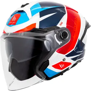 Imagem 3 de Capacete MT Cosmo SV Braut A17 - Branco/Vermelho/Azul (Aberto)