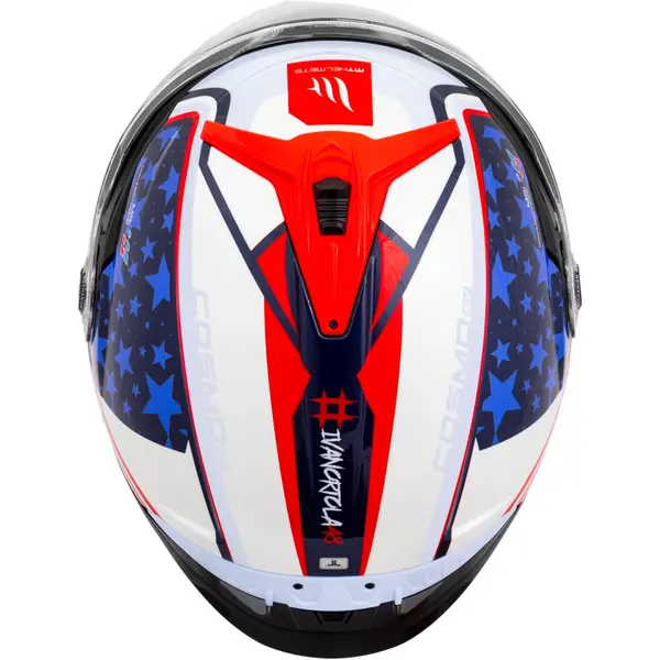 Capacete MT Cosmo SV Ortola 2024 C7 - Branco/Vermelho/Azul (Aberto