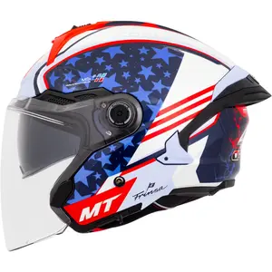 Capacete MT Cosmo SV Ortola 2024 C7 - Branco/Vermelho/Azul (Aberto)