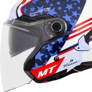Imagem 2 de Capacete MT Cosmo SV Ortola 2024 C7 - Branco/Vermelho/Azul (Aberto)