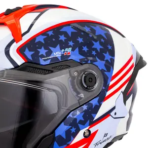Imagem 4 de Capacete MT Cosmo SV Ortola 2024 C7 - Branco/Vermelho/Azul (Aberto)