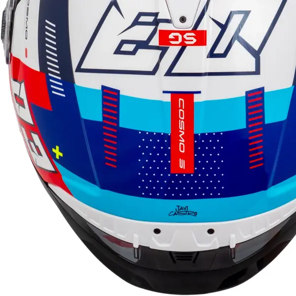 Capacete MT Cosmo SV Sergio Garcia 2024 D7 - Branco/Vermelho/Azul