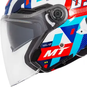 Imagem 2 de Capacete MT Cosmo SV Sergio Garcia 2024 D7 - Branco/Vermelho/Azul (Aberto)