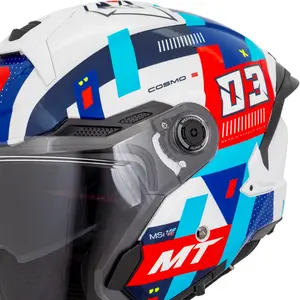 Imagem 4 de Capacete MT Cosmo SV Sergio Garcia 2024 D7 - Branco/Vermelho/Azul (Aberto)