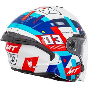 Imagem 5 de Capacete MT Cosmo SV Sergio Garcia 2024 D7 - Branco/Vermelho/Azul (Aberto)