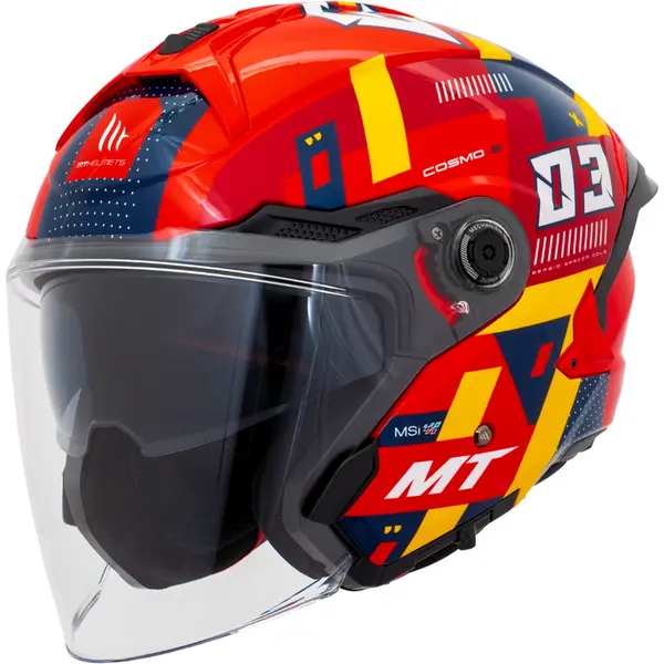 Capacete MT Cosmo SV Sergio Garcia 2024 E5 - Vermelho/Amarelo/Azul
