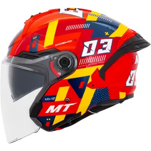 Capacete MT Cosmo SV Sergio Garcia 2024 E5 - Vermelho/Amarelo/Azul