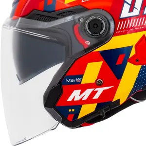 Imagem 3 de Capacete MT Cosmo SV Sergio Garcia 2024 E5 - Vermelho/Amarelo/Azul (Aberto)