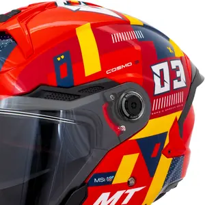 Imagem 4 de Capacete MT Cosmo SV Sergio Garcia 2024 E5 - Vermelho/Amarelo/Azul (Aberto)