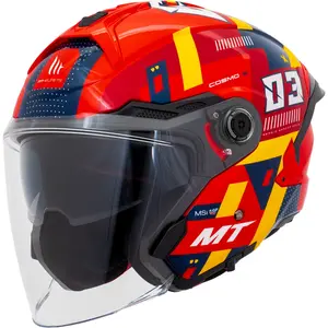 Imagem 2 de Capacete MT Cosmo SV Sergio Garcia 2024 E5 - Vermelho/Amarelo/Azul (Aberto)