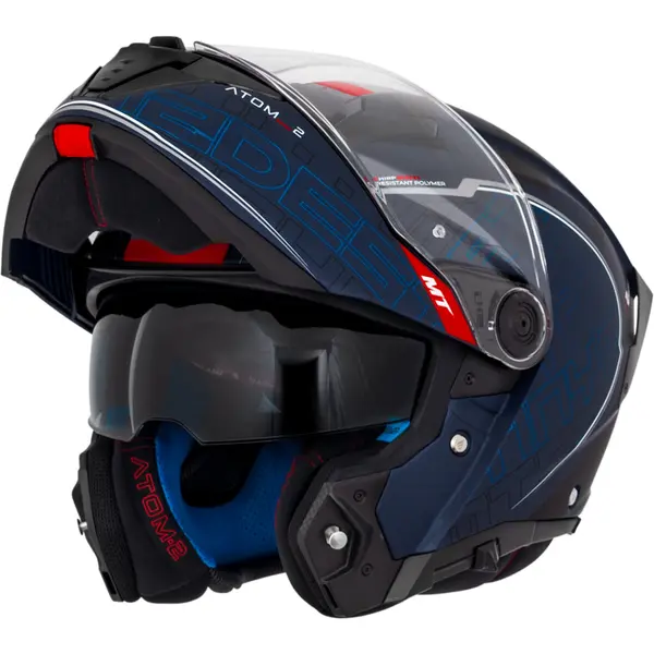 Capacete MT Atom 2 SV Destiny C7 - Azul Fosco (Articulado) - Grid