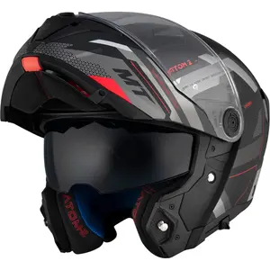 Imagem 3 de Capacete MT Atom 2 SV Bast D5 - Cinza/Preto Fosco (Articulado)