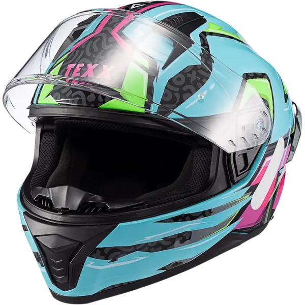 Capacete Texx Raptor Arcade - Azul/Verde/Rosa - Grid Motors