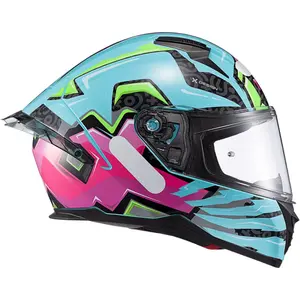 Imagem 2 de Capacete Texx Raptor Arcade - Azul/Verde/Rosa