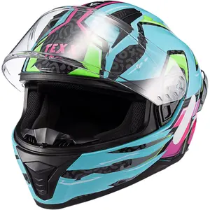 Imagem 4 de Capacete Texx Raptor Arcade - Azul/Verde/Rosa