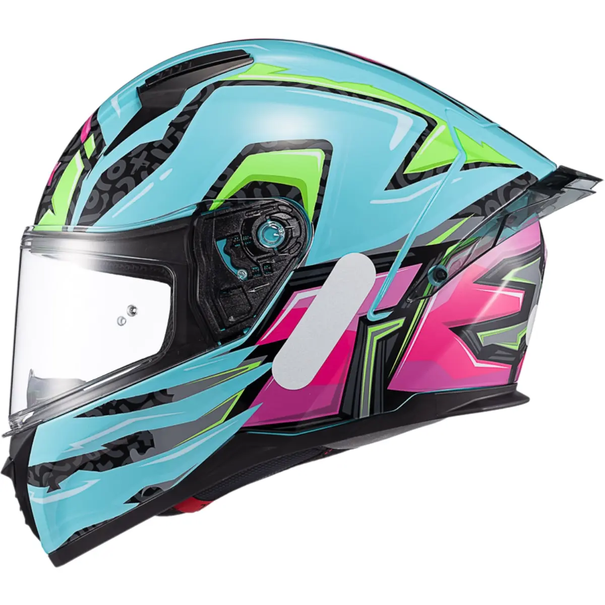 Capacete Texx Raptor Arcade - Azul/Verde/Rosa - Grid Motors