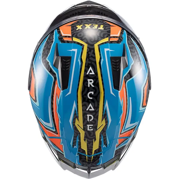 Capacete Texx Raptor Arcade - Azul/Vermelho/Amarelo - Grid Motors