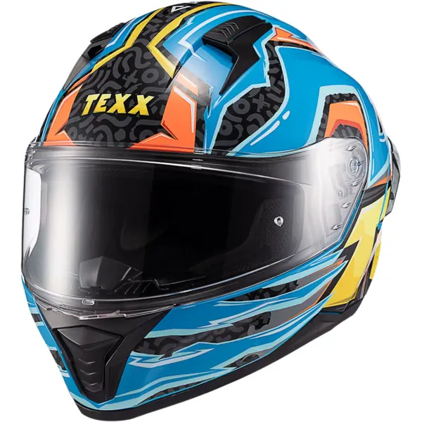 Capacete Texx Raptor Arcade - Azul/Vermelho/Amarelo - Grid Motors