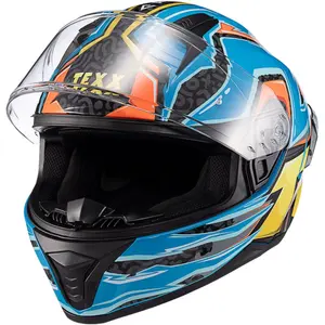 Imagem 4 de Capacete Texx Raptor Arcade - Azul/Vermelho/Amarelo