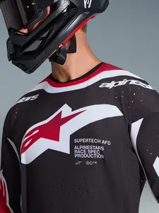 Imagem 10 de Camisa Alpinestars Supertech AFD Vista 26 - Preto/Vermelho/Branco