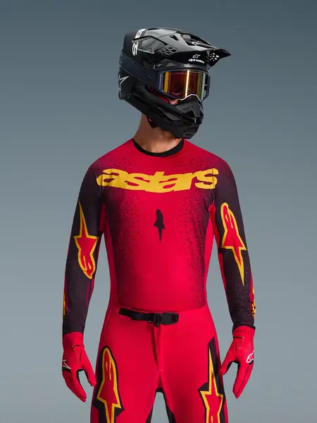 Camisa Alpinestars Supertech Scenz 26 - Vermelho/Preto/Amarelo