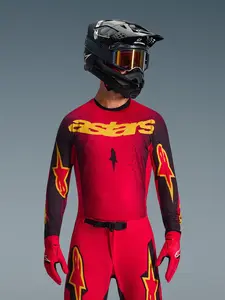 Imagem 3 de Camisa Alpinestars Supertech Scenz 26 - Vermelho/Preto/Amarelo