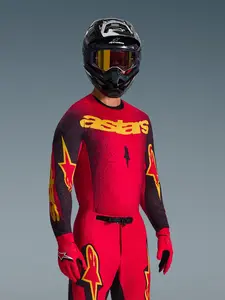 Imagem 4 de Camisa Alpinestars Supertech Scenz 26 - Vermelho/Preto/Amarelo
