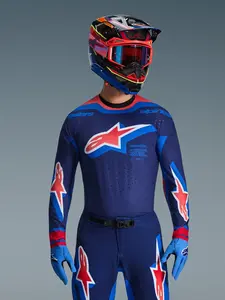 Imagem 3 de Camisa Alpinestars Supertech Vista 26 - Azul Marinho/Vermelho