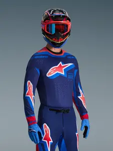 Imagem 4 de Camisa Alpinestars Supertech Vista 26 - Azul Marinho/Vermelho