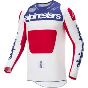 Camisa Alpinestars Techstar Red Bud - Branco/Azul/Vermelho