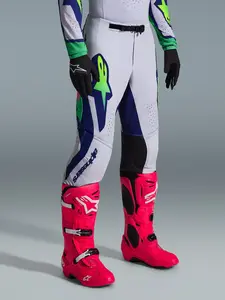 Imagem 4 de Calça Alpinestars Supertech Vista 26 - Cinza/Amarelo Fluor/Azul