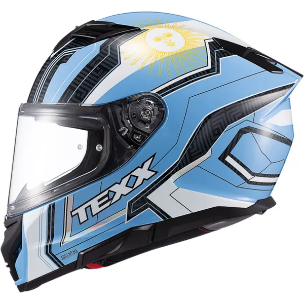 Capacete Texx Kaiman Flag Argentina - Azul/Branco/Amarelo - Grid