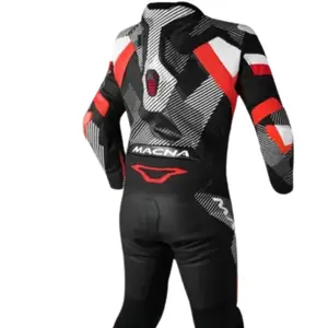 Imagem 5 de Macacão Macna Ignite 1 Peça - Preto/Branco/Vermelho (Couro)