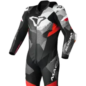 Imagem 3 de Macacão Macna Ignite 1 Peça - Preto/Branco/Vermelho (Couro)