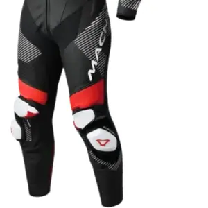Imagem 4 de Macacão Macna Ignite 1 Peça - Preto/Branco/Vermelho (Couro)