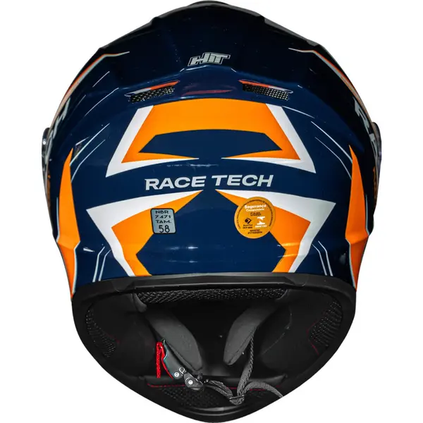 Capacete Race Tech Hit Fuzzy - Azul/Laranja - Grid Motors