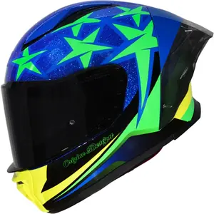 Capacete Origine Pista Star Brasil - Azul/Verde/Amarelo