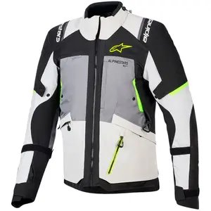 Jaqueta Alpinestars Andes V4 Drystar - Cinza Escura/Branca Gelo/Amarela Fluor (Impermeável)
