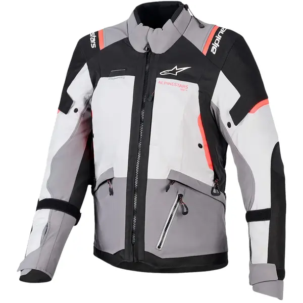 Imagem 1 de Jaqueta Alpinestars Stella Andes V4 Drystar - Cinza Escuro/Branco Gelo/Vermelho Coral Fluor (Impermeável)