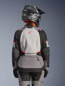 Imagem 6 de Jaqueta Alpinestars Stella Andes V4 Drystar - Cinza Escuro/Branco Gelo/Vermelho Coral Fluor (Impermeável)