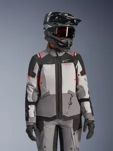 Imagem 4 de Jaqueta Alpinestars Stella Andes V4 Drystar - Cinza Escuro/Branco Gelo/Vermelho Coral Fluor (Impermeável)