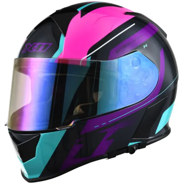 Capacete X11 Revo Pro Eleven - Roxo/Azul Acqua - Grid Motors