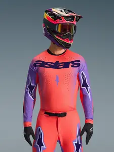 Imagem 3 de Camisa Alpinestars Supertech Scenz 26 - Vermelho Coral/Roxo