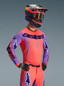 Imagem 4 de Camisa Alpinestars Supertech Scenz 26 - Vermelho Coral/Roxo