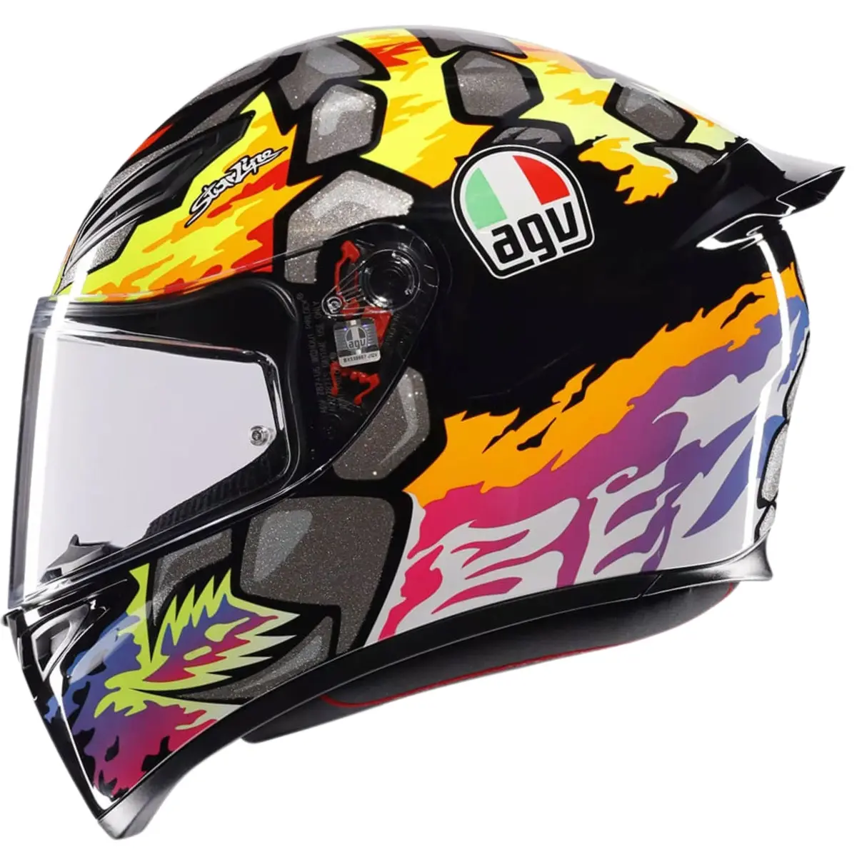 Capacete AGV K1S Bezzecchi - Preto/Amarelo/Roxo - Grid Motors