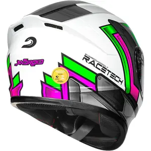 Imagem 8 de Capacete Race Tech Hit Android - Branco/Verde