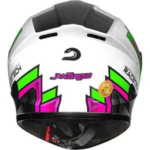 Imagem 9 de Capacete Race Tech Hit Android - Branco/Verde