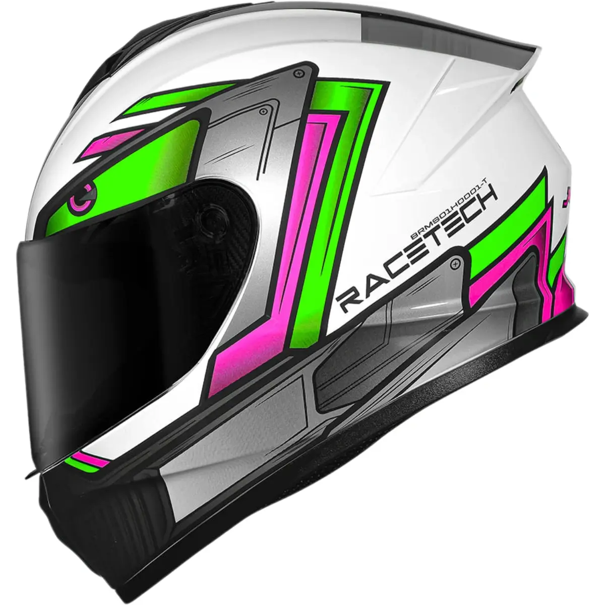 Capacete Race Tech Hit Android - Branco/Verde - Grid Motors