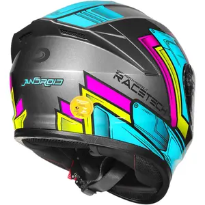 Imagem 8 de Capacete Race Tech Hit Android - Cinza/Rosa